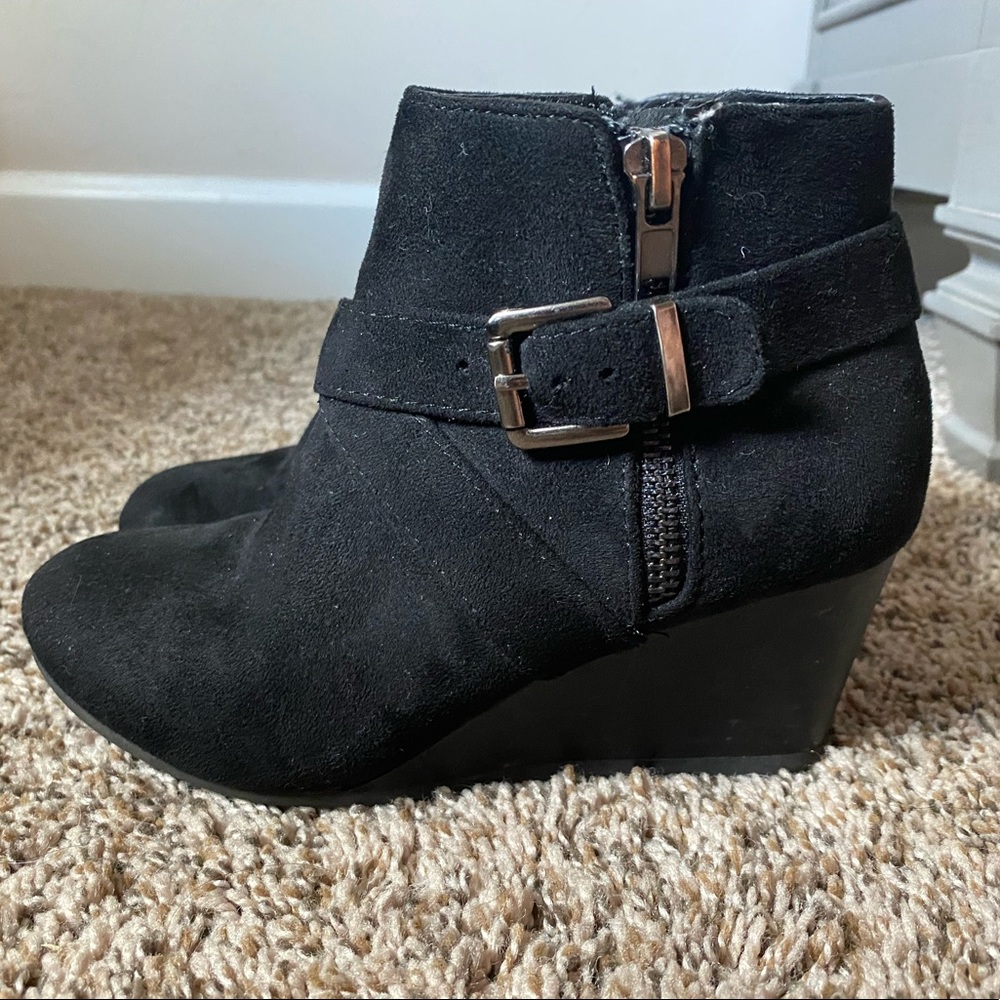 Black Shortie Wedge Boots